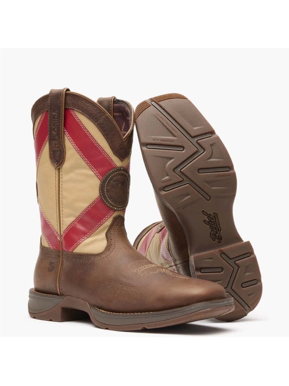 Durango Brown Tan Red Leather Cowboy Boots